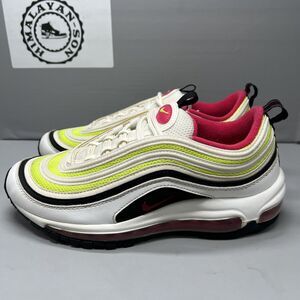 Nike Air Max 97 White Rush Pink Volt Shoes CJ9978-100 Youth Sz 6.5Y Women Sz 8